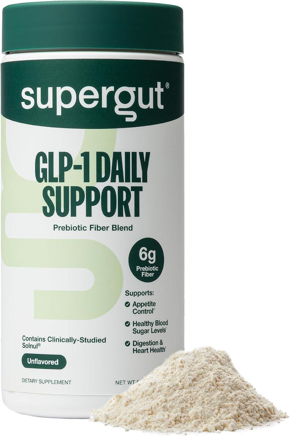 Supergut GLP1 Daily Support - High Fiber GLP-1 Supplement Powder for Women & Men - Sugar-Free Drink Mix for Gut Health (20 Servings) image