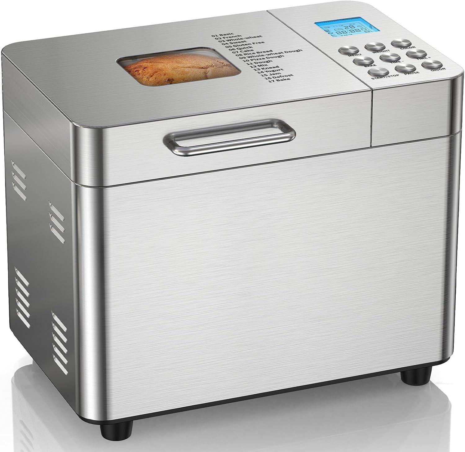 2LB Bread Maker, 17 in 1 Automatic Stainless Steel Bread Machine image