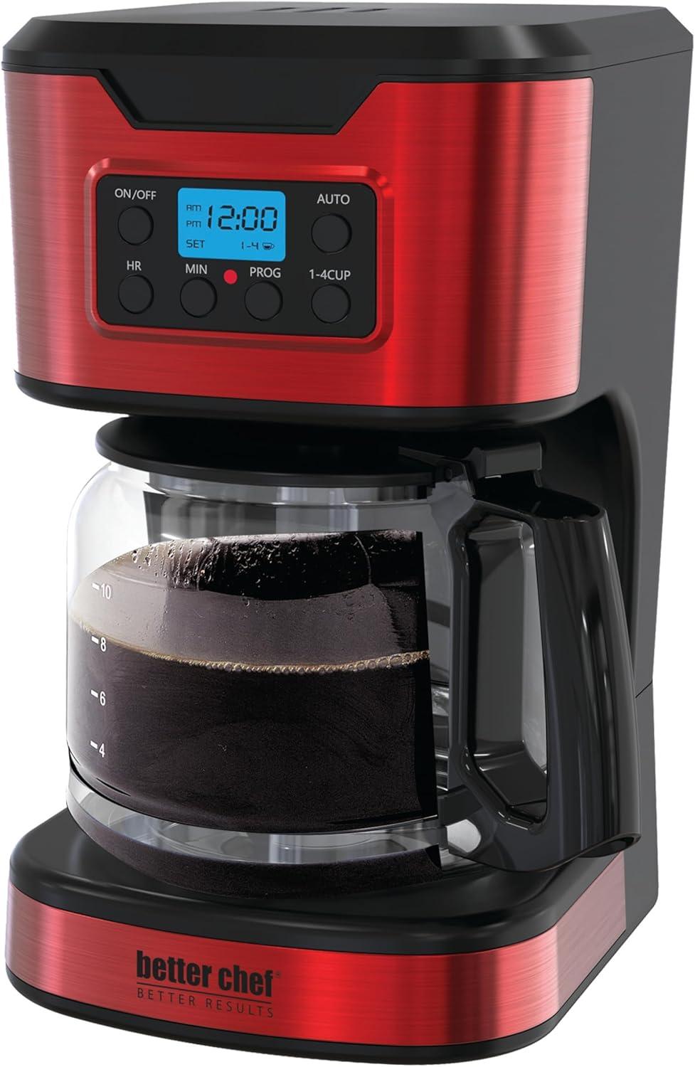 Better Chef Programmable 12-Cup Coffee Maker | 1-4 Cup Setting | Auto-Pause to Serve | 2hr Keep Warm | Perma-Filter | Stainless image