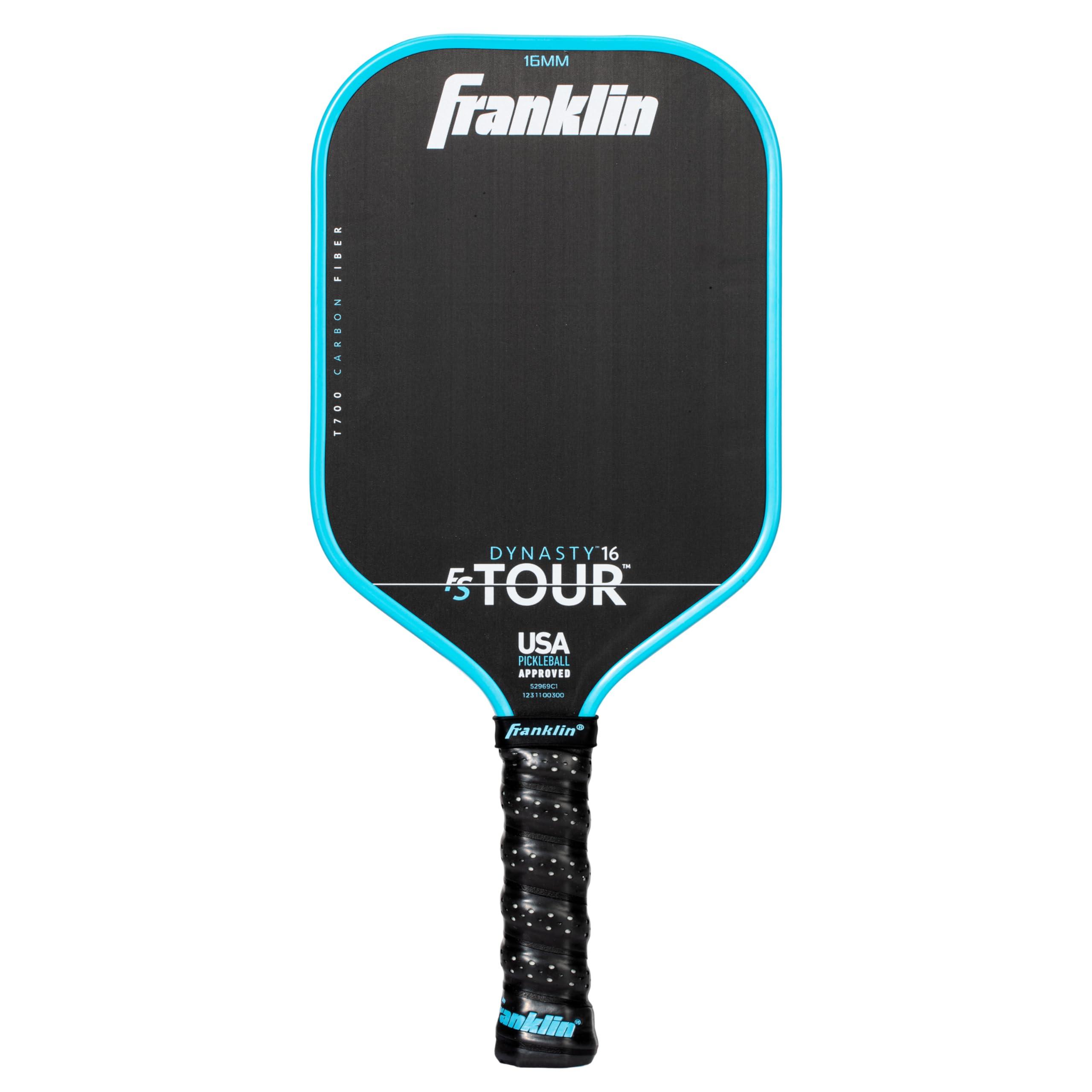 Franklin Sports Pro Pickleball Paddles - FS Tour Series Raw Carbon Fiber T700 - USA Pickleball Approved - Unibody Epoxy Resin Injected Edge - Dynasty + Tempo - 14mm/16mm Core - Gray, Blue + Pink (B0CQRVHTL9) image