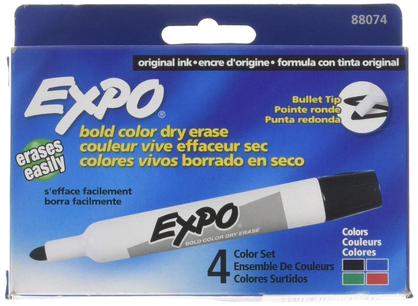 EXPO Low Odor Dry Erase Markers with Chisel Tip - 4 per Set , Assorted (Pack of 2 , Total 8) image