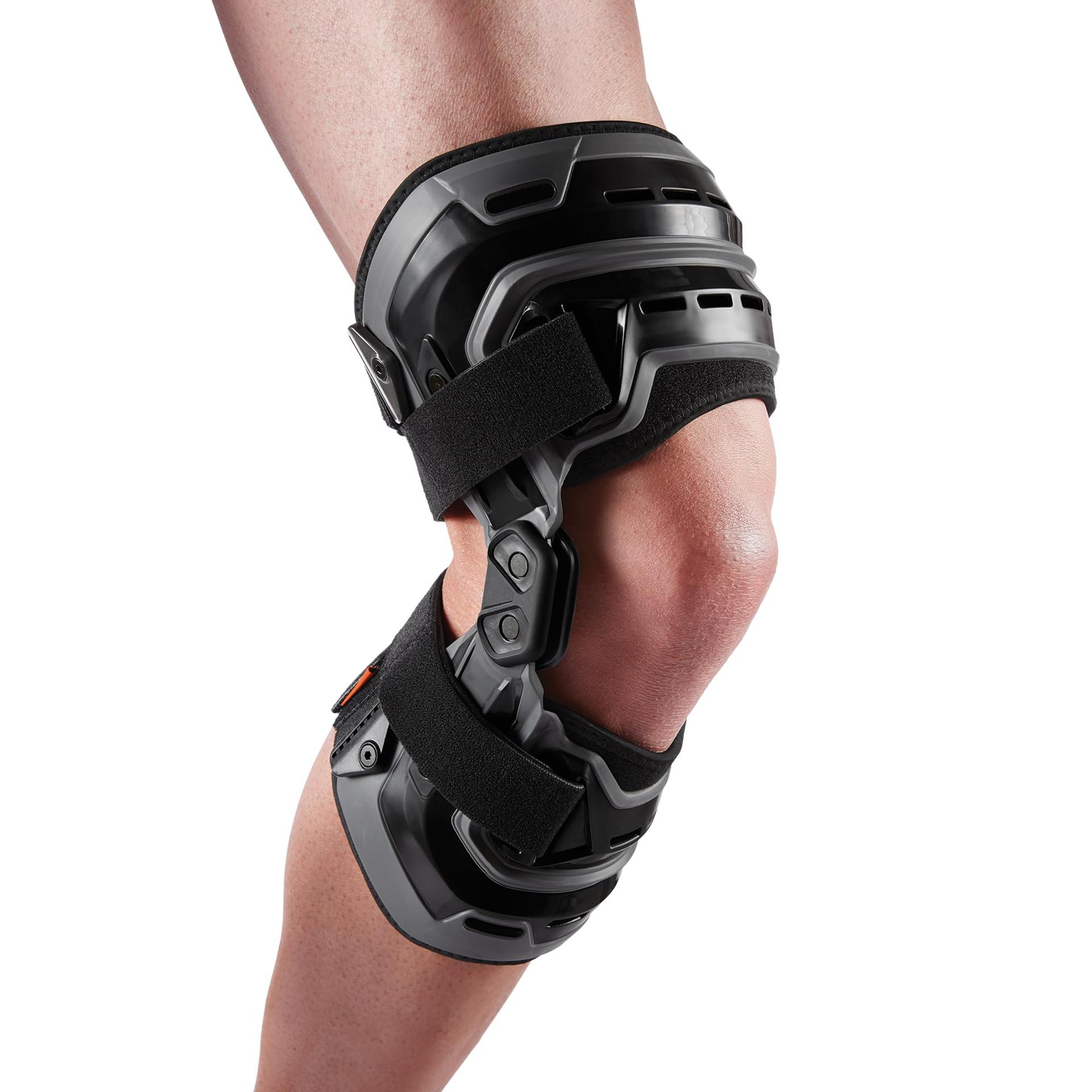 Shock Doctor Bionic Knee Brace with Compression Sleeve. BIO-LOGIX Hinged Lateral Support for Instabilities, Ligament, ACL, MCL, PCL, Meniscus Injury, Pain Relief, Recovery, Preventive Hyperextension. Semi Rigid Aluminum Hinge, Hard Brace. For Men and Women, Left or Right side. Heavy Duty (B07BMBPLYD) image