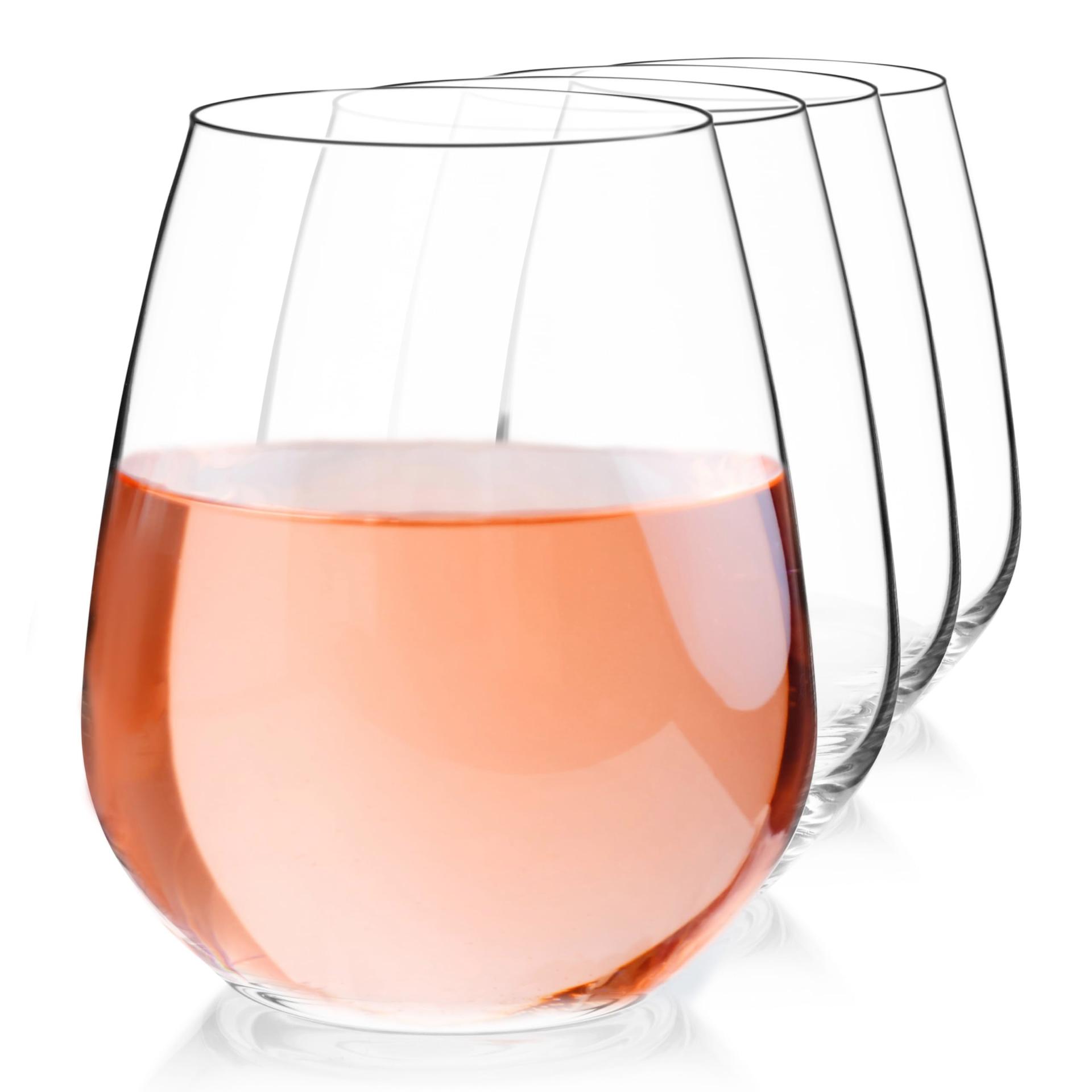 Luigi Bormioli Crescendo Stemless Wine Glasses Set of 4, 23.25 oz - White Wine Tumblers for Cocktails, Water & Everyday Entertaining - Clear Glass Drinkware Essentials for Home Bars image