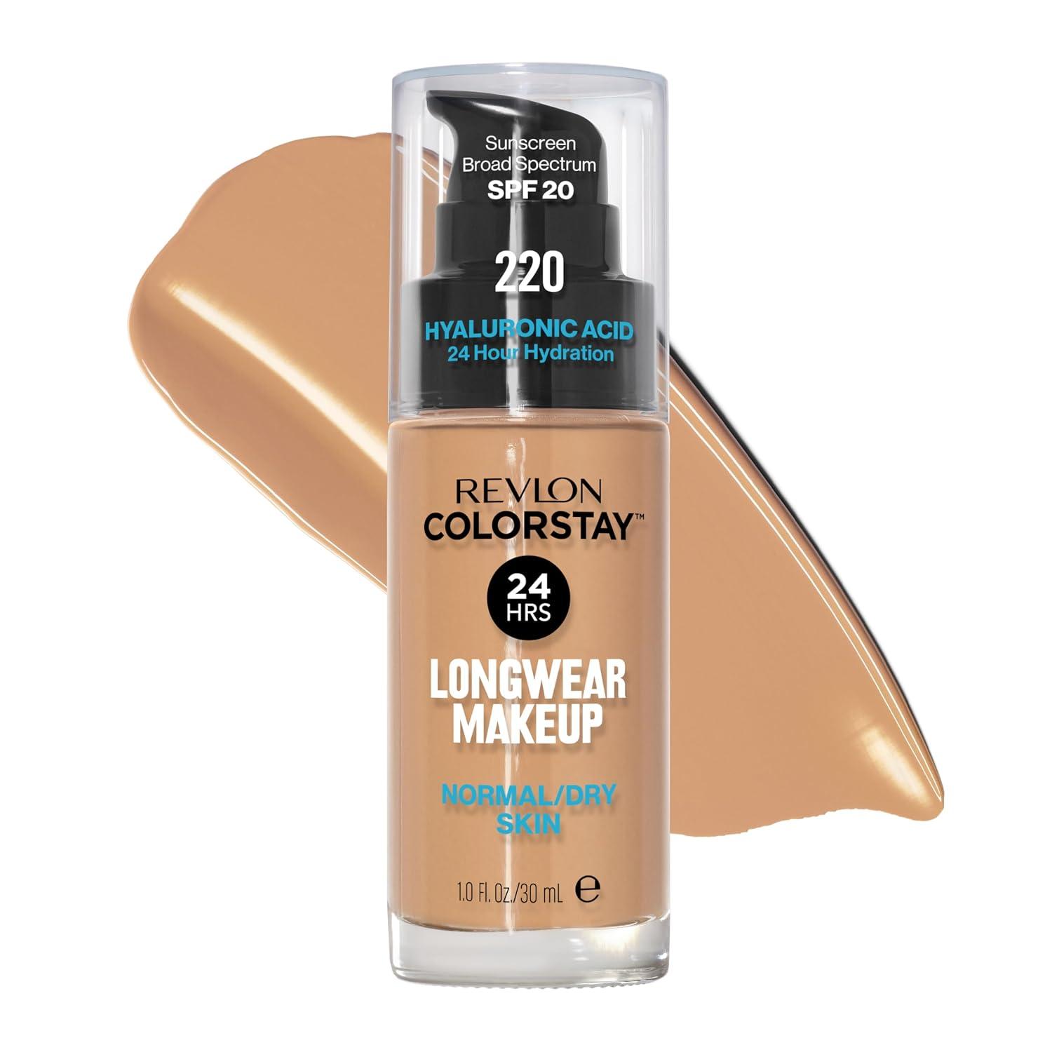 Revlon Liquid Foundation, ColorStay Face Makeup for Normal and Dry Skin, SPF 20, Longwear Medium-Full Coverage with Matte Finish, Oil Free, 220 Natural Beige, 1.0 Oz image