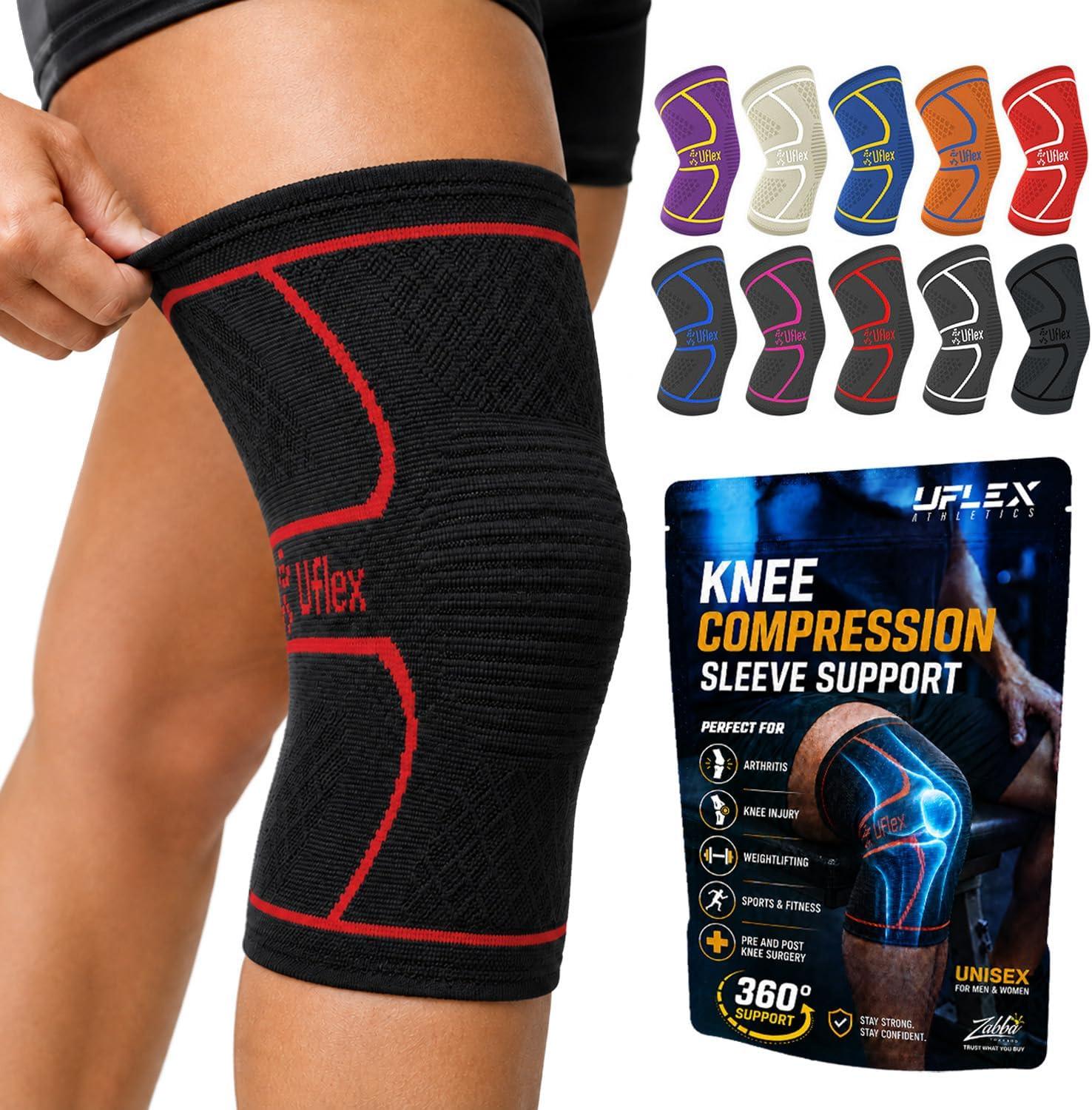 Knee Brace for Men and Women Knee Compression Sleeve Knee Support Wraps for Arthritis Joint Pain Relief, Workout, Swelling, Sports, Circulation, Running, Recovery for ACL & Meniscus Tear image