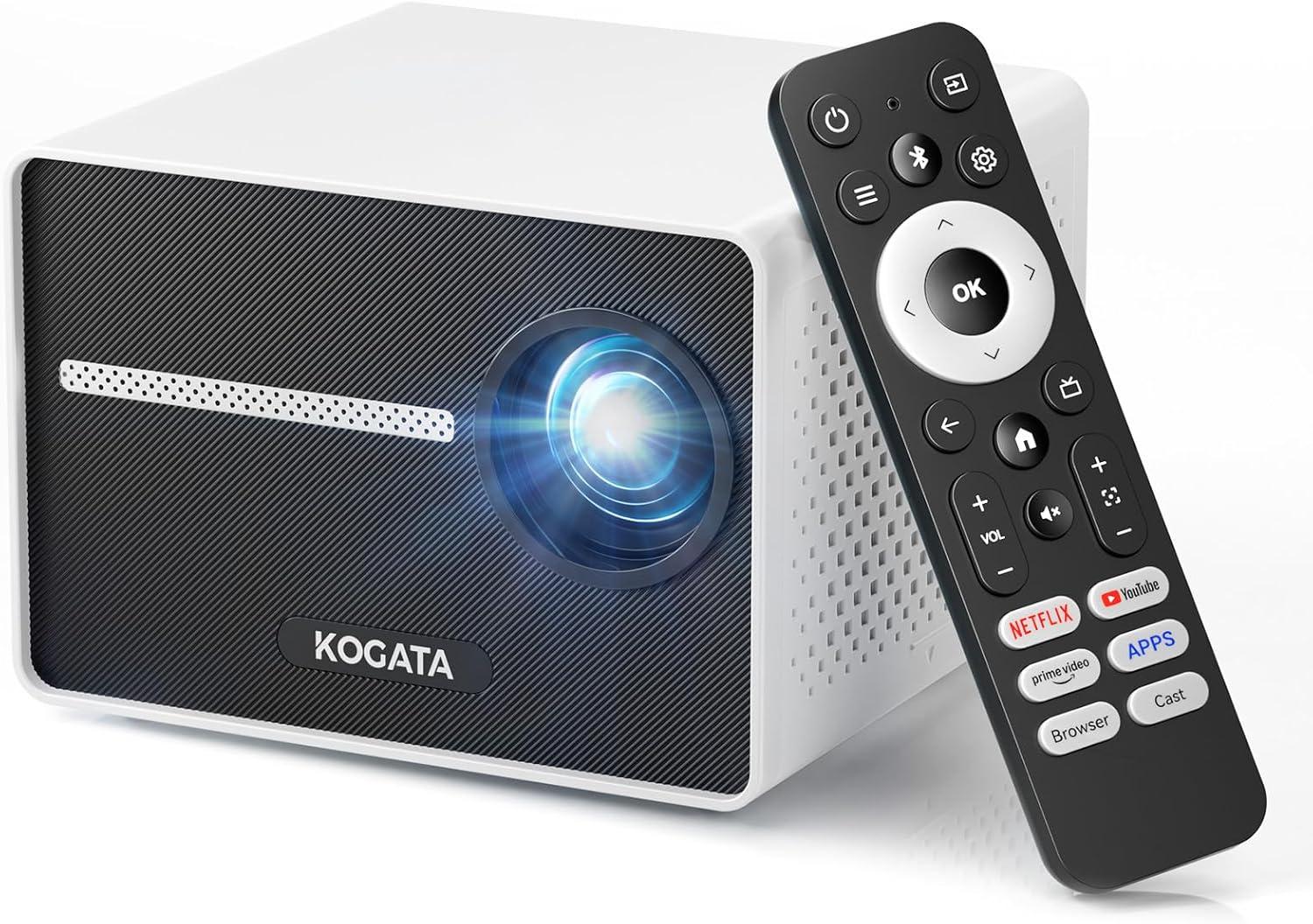 [1080P/Built-in Apps] Smart-Portable-Mini-Projector with WiFi and Bluetooth, Electric Focus/ 4P Keystone/HDR10+, 1080P HD Projector for Bedroom Home Theater, Kogata Outdoor-Movie-Proyector Gift image