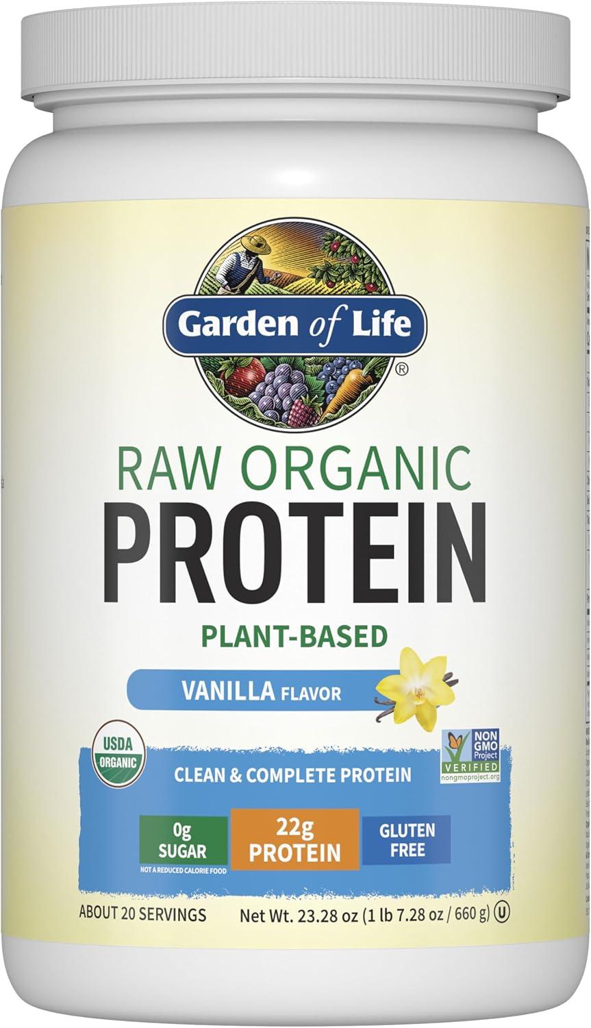 Garden of Life Protein Powder, Vegan Protein Powder, BCAA, Probiotics & Digestive Enzymes, Gluten & Lactose Free, Vanilla, 1.5 LB image