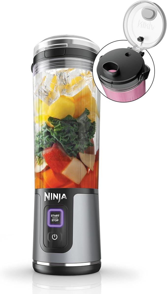 Ninja BC151BK Blast Portable Blender, Cordless, 18oz. Vessel, Personal Blender-for Shakes & Smoothies, BPA Free, Leakproof-Lid & Sip Spout, USB-C Rechargeable, Dishwasher Safe Parts, Black image