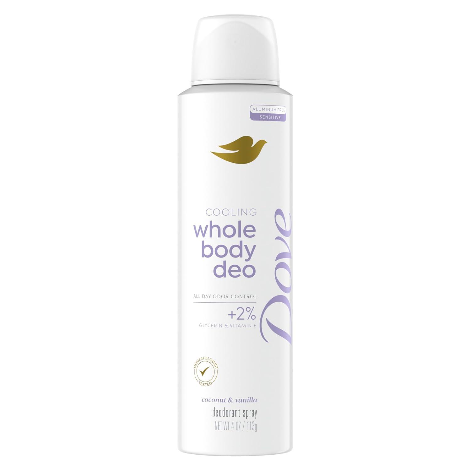 Dove Whole Body Deo Aluminum Free Invisible Spray Deodorant Coconut & Vanilla for 72h Odor Control 4 oz image