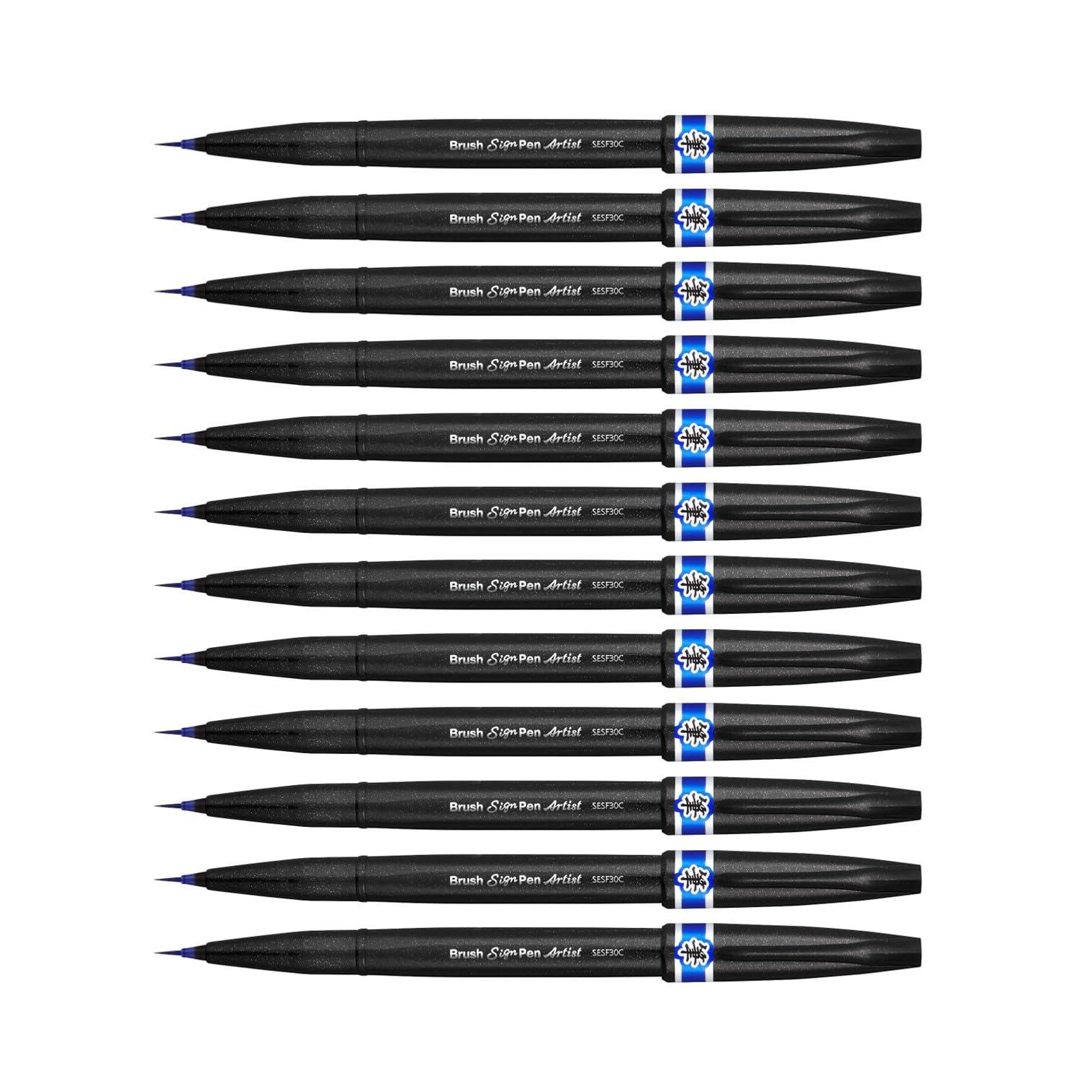 Pentel SESF30 °C CX Extra Fine Paint Brushes (Pack of 12) - Blue image