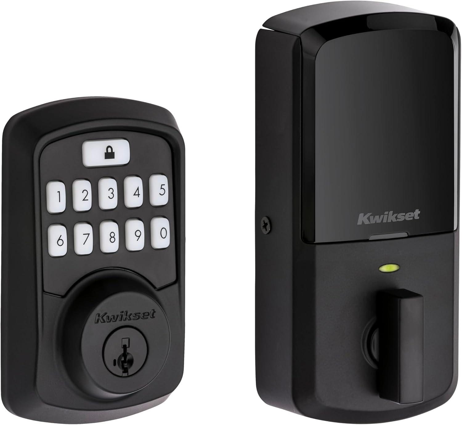 Kwikset 99420-003 Aura Bluetooth Programmable Keypad Door Lock Deadbolt Featuring SmartKey Security, Iron Black
