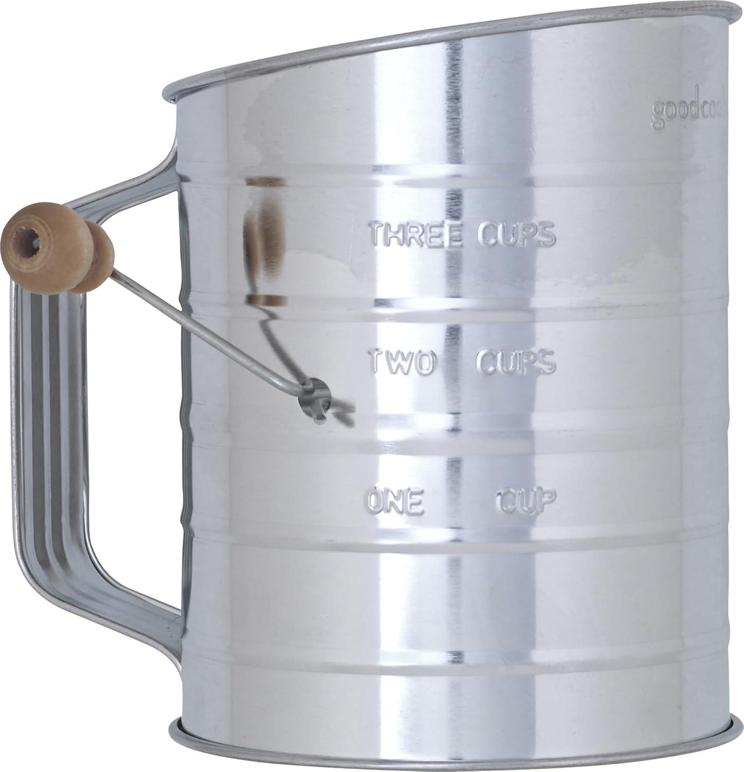 GoodCook Everyday Hand Crank Sifter with Wood Knob, 3 Cup Capacity image