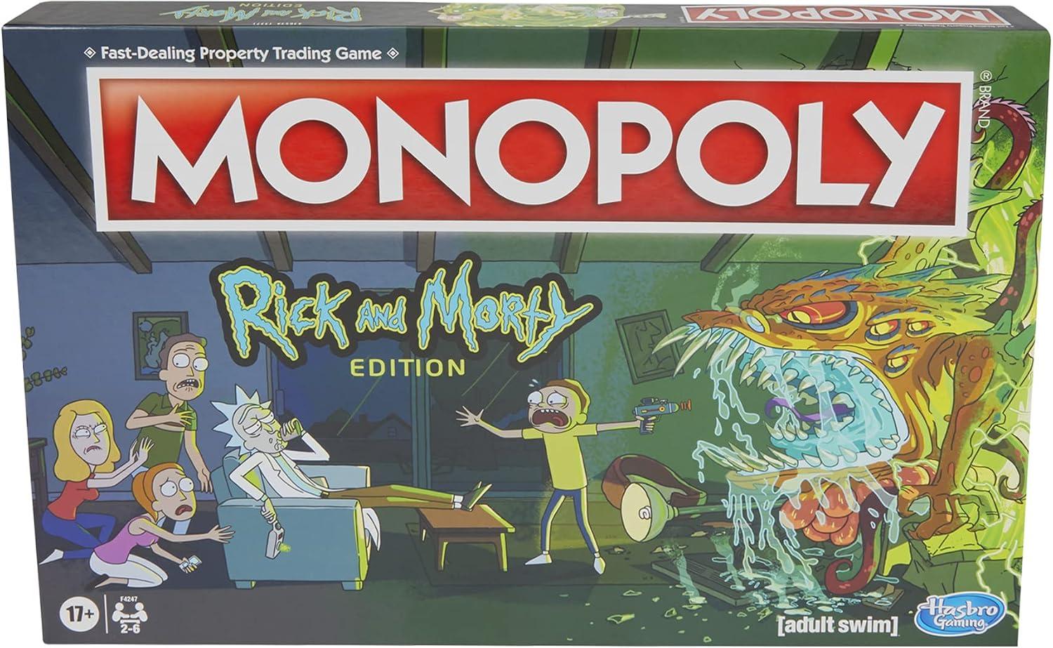 Hasbro Gaming Monopoly: Rick and Morty Edition Board Game, Cartoon Network Game for Families and Teens 17+, Includes Collectible Monopoly Tokens (Amazon Exclusive)