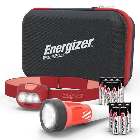 Energizer WeatheReady Power Outage Kit with 2-in-1 LED Flashlight Lantern, LED Headlamp, IPX4 Water-Resistant, Backup AA + AAA Batteries, Storage Case, Hurricane Preparedness Items image