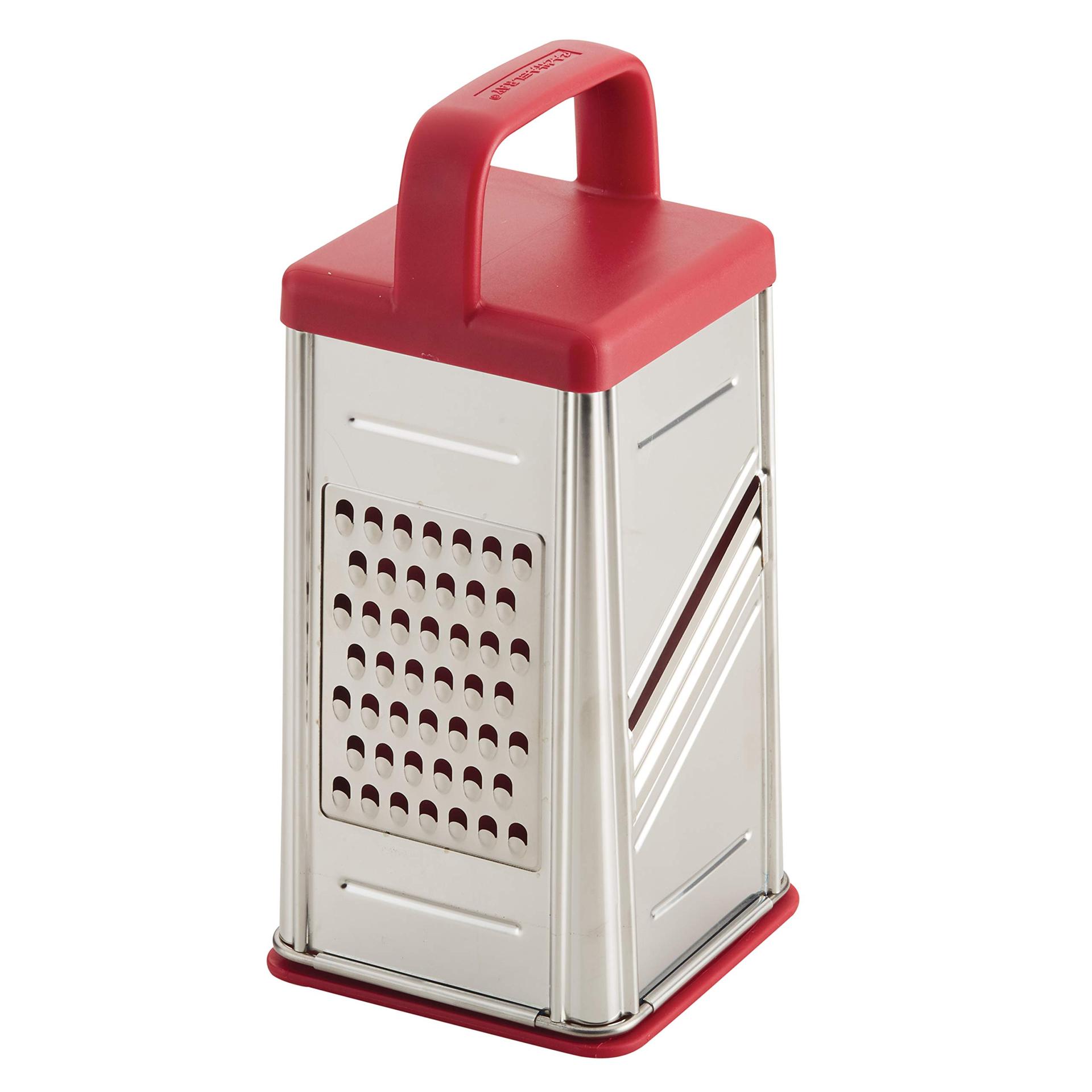 Rachael Ray Tools and Gadgets Stainless Steel Box Grater for Vegetables, Chocolate, Hard Cheeses, and more, Red(9.43 x 8.84 x 8.06 inches) image