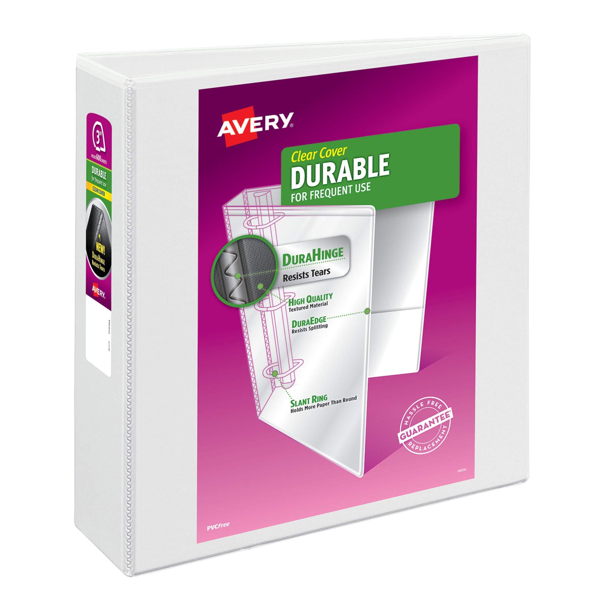 Avery Durable View 3 Ring Binder, 3" EZD Rings, 1 White Binder image