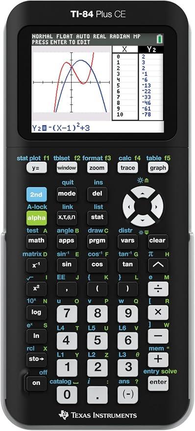 Texas Instruments TI-84 PLUS CE Graphing Calculator, Black (Frustration-Free Packaging) (84PLCE/PWB/2L1/A) image