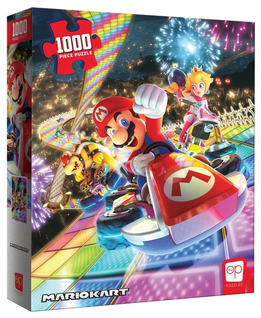 Mario Kart "Rainbow Road" 1,000 Piece Jigsaw Puzzle | Collectible Super Mario Puzzle Artwork Featuring Mario, Princess Peach, and Bowser | Officially-Licensed Nintendo Puzzle & Merchandise image