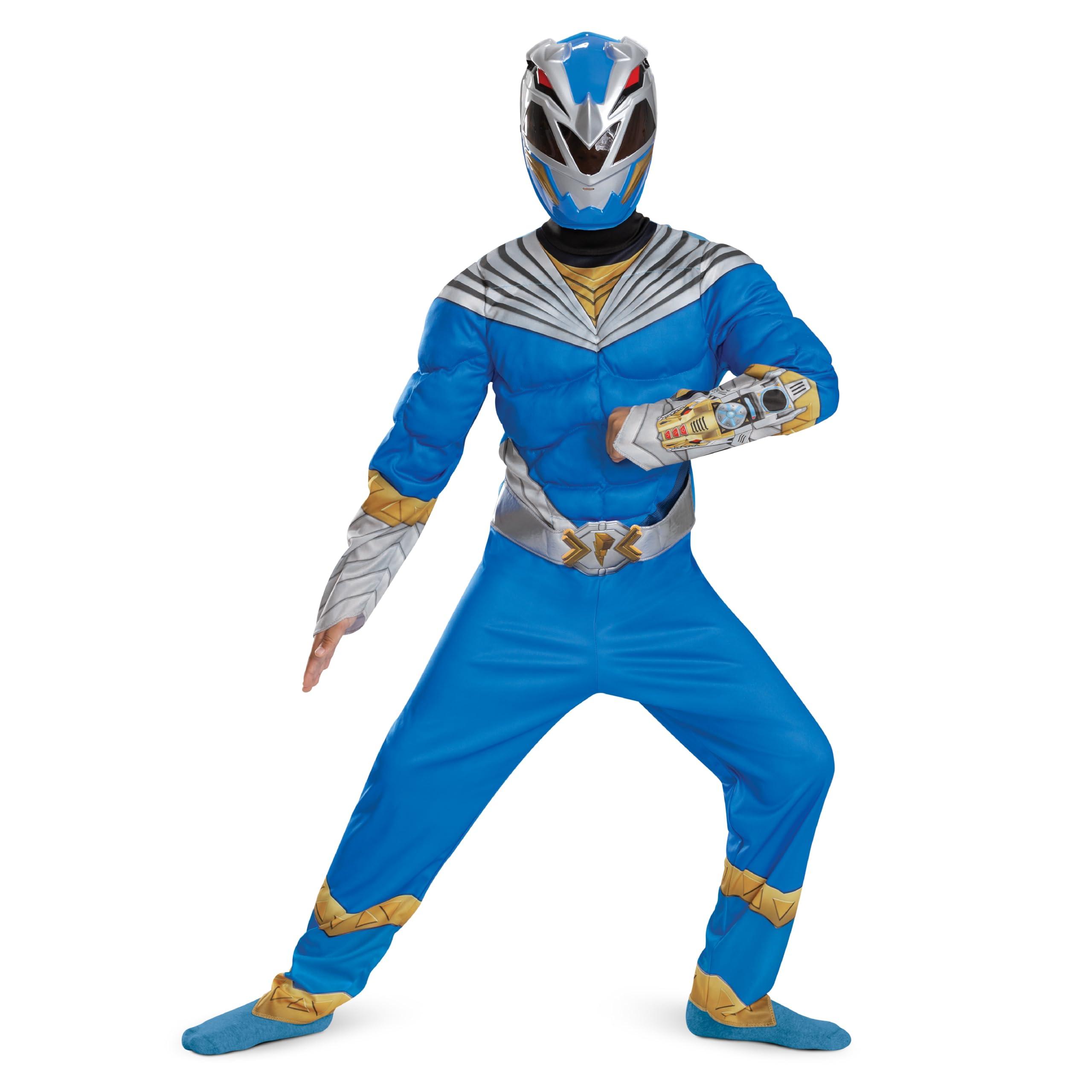 Disguise Blue Ranger Costume for Kids, Official Muscle Padded Power Rangers Cosmic Fury Costume, Child Size (10-12) image