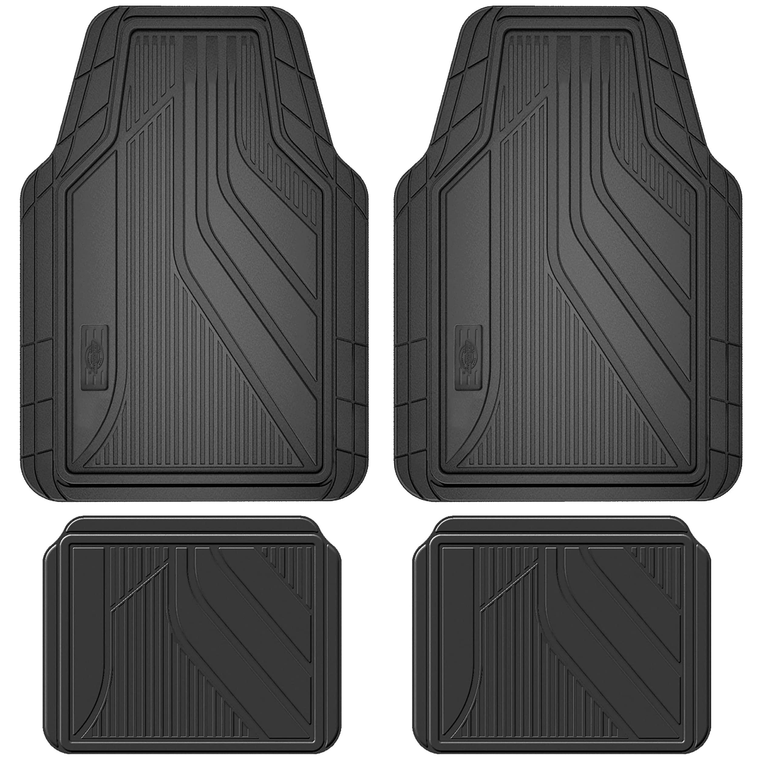 Dickies 4-Piece All-Weather Floor Mats, Trim-to-Fit Mats for Cars, Trucks, SUVs - Black