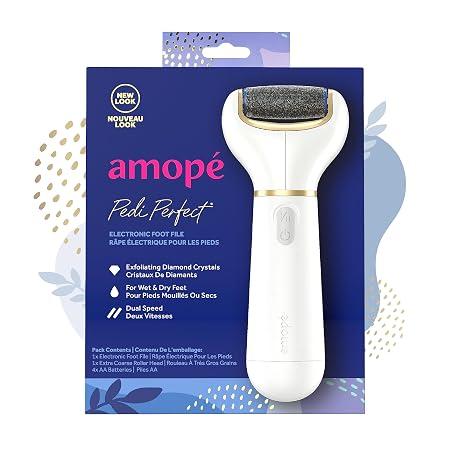 Amopé Pedi Perfect Electric Callus Remover Foot File w/ Diamond Crystals, Pedicure Tool for Feet, Removes Hard & Dead Skin, Feet Scrubber & Buffer, Splashproof, w/ Extra Coarse Roller Head, 1 Count image