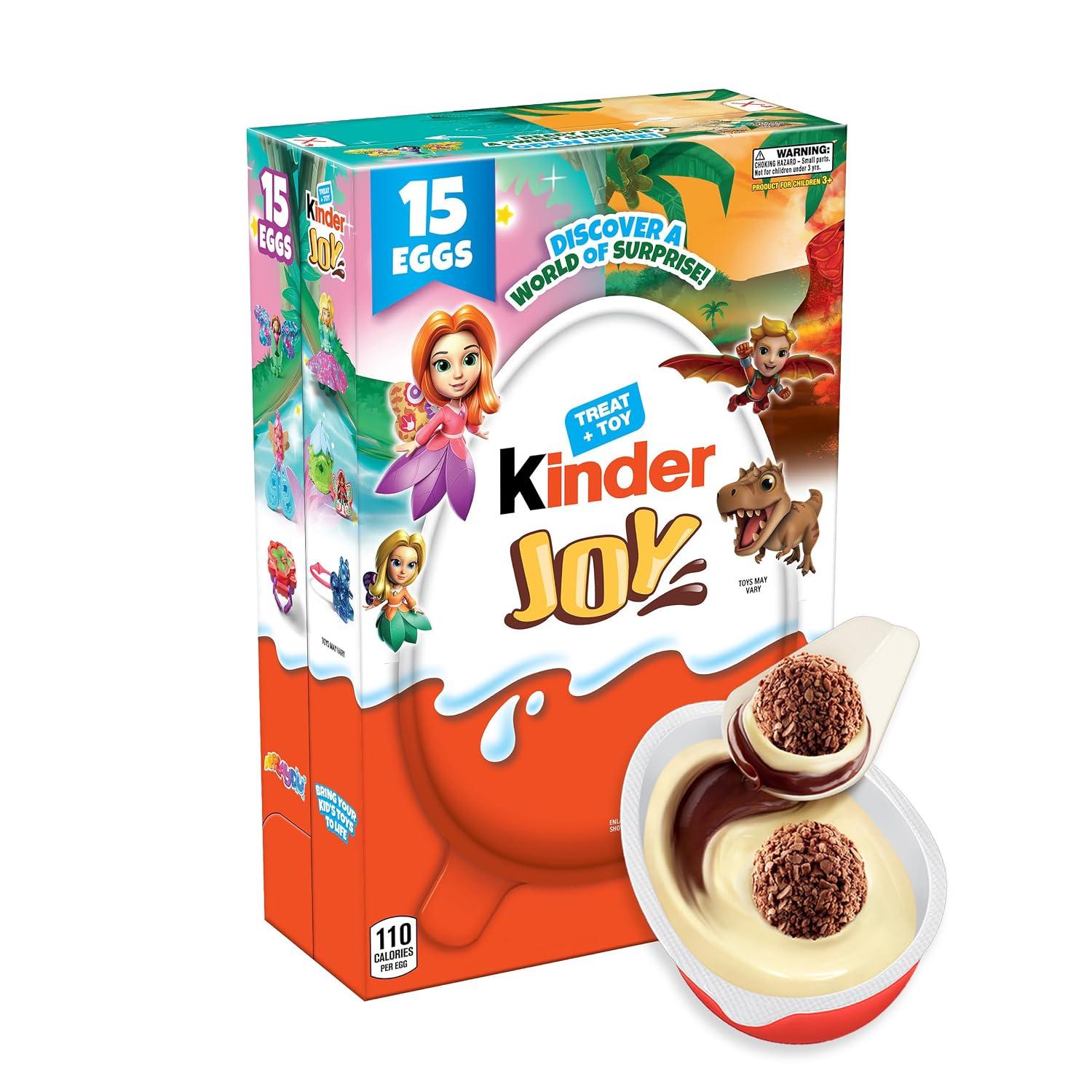Kinder Joy Egg, Treat Plus Toy, Sweet Creams and Chocolatey Wafers, Individually Wrapped, 15-count, 10.5 oz image