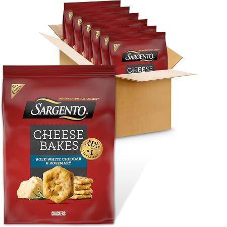 Sargento Cheese Bakes Aged White Cheddar & Rosemary Crackers, 6 Bags