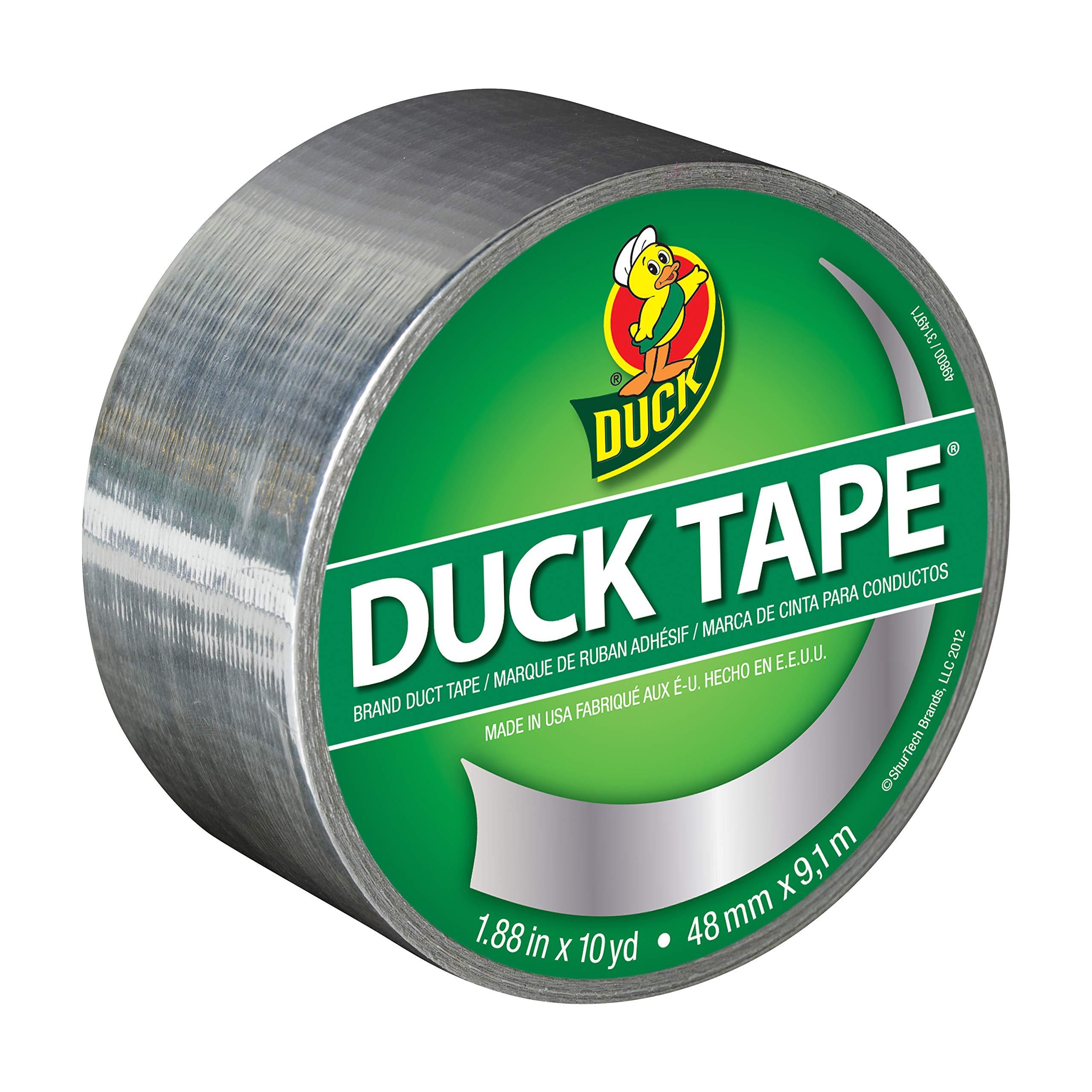 Duck Brand 280621 Metallic Color Duct Tape, Chrome, 1.88 Inches x 10 Yards, Single Roll, 1.88" x 10 yd image