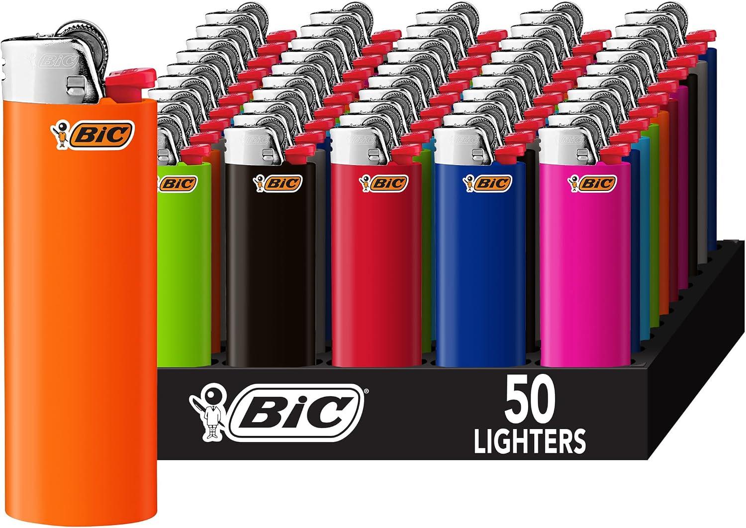 BIC Classic Lighter, Assorted Colors, 50-Count Tray, Assortment May Vary image