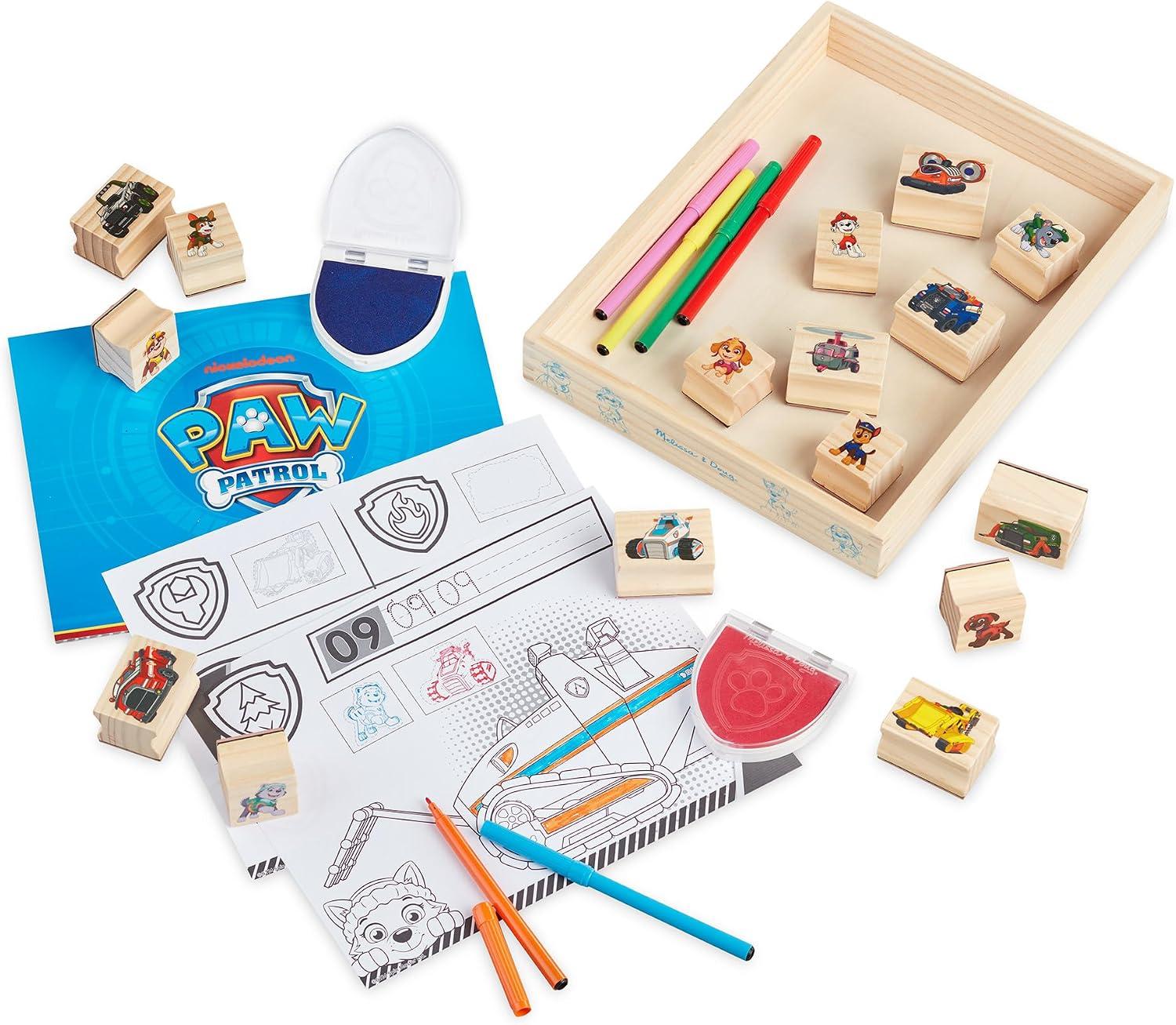 Melissa & Doug PAW Patrol Wooden Stamps Activity Set with Markers, Activity Pad (25 Pieces) image