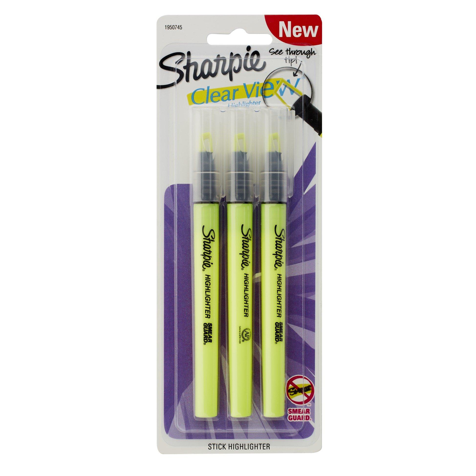 Sharpie Clear View Highlighter Stick, Yellow, 3/Pack (1950745) image