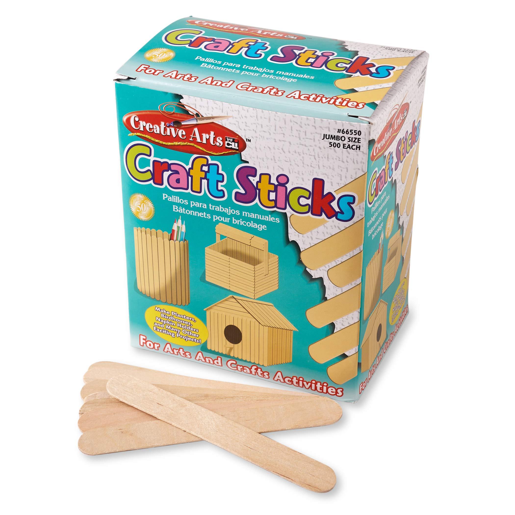 Creative Arts by Charles Leonard Craft Sticks, Jumbo Size, 6 X 0.75 Inches, Natural, 500 per Box (66550) image