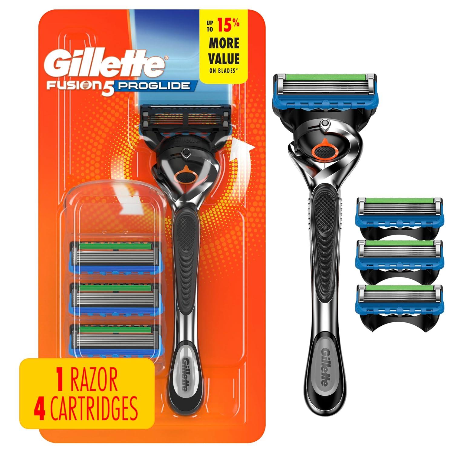 Gillette Fusion5 ProGlide Shaving Razor for Men, Razor Handle, 4 Razor Blade Refills, FlexBall Razor Handle and Precision Trimmer for Men image