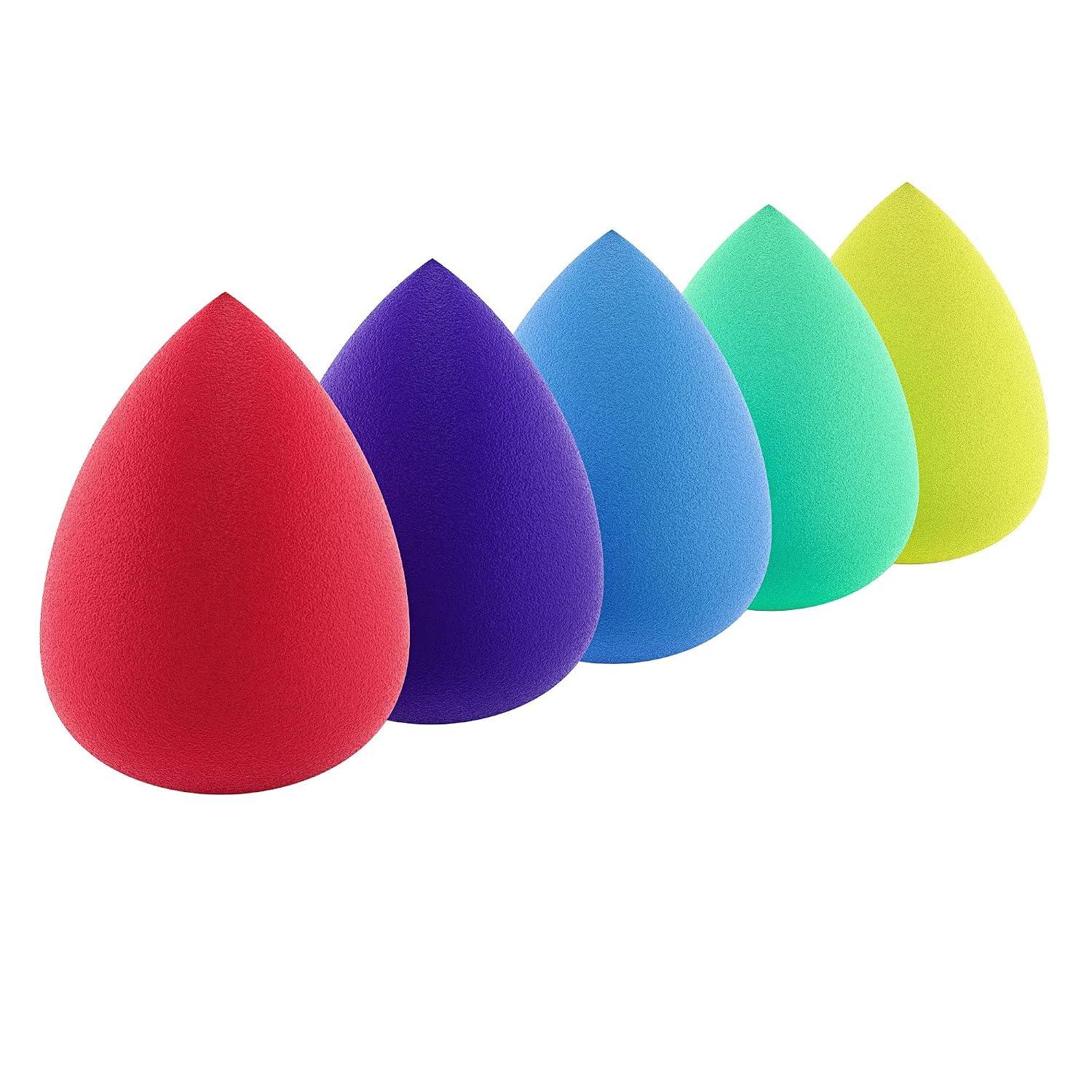 Makeup Sponge - Set of 5 Beauty Blender Sponges, Applicator for Face Powder, Foundation, Liquid Cosmetics, Cream, Primer - Egg-Shape Blending Wedges for Flawless Techniques image