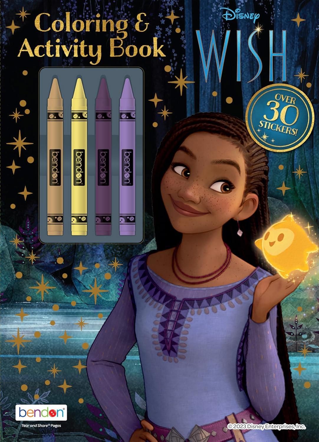 Disney Wish 48-page Coloring Book with 4 Crayons and Stickers, Disney's 100th Anniversary, Bendon 48092