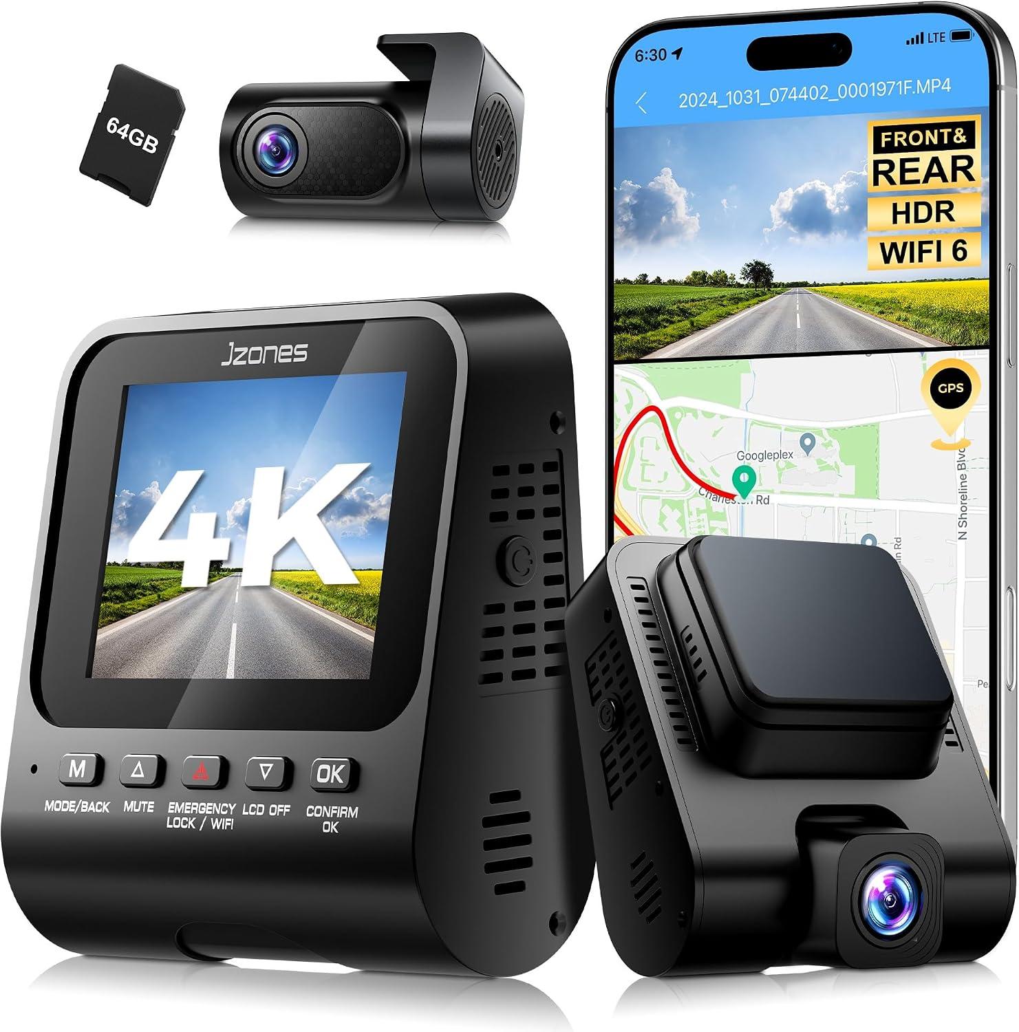 4K+1080P FHD Dash Cam Front and Rear, Dual Dash Camera for Cars with Night Vision, 2 Channel HDR Dash Camera, image