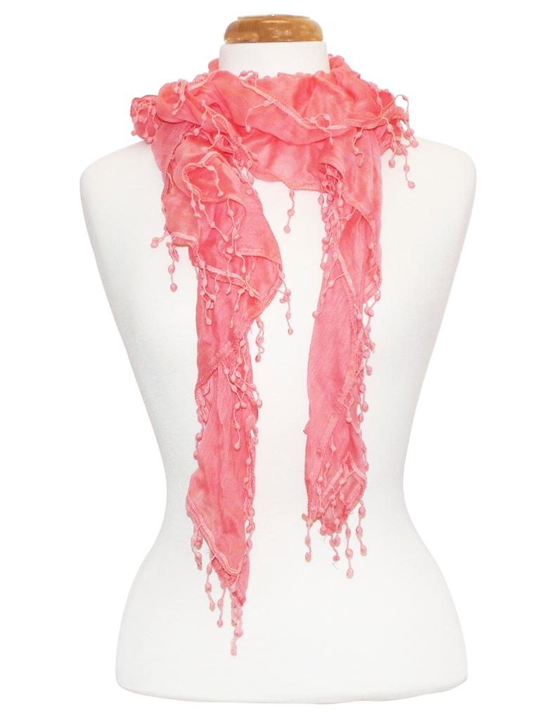 Bunchy Pom Pom Fringe Scarf Asst image