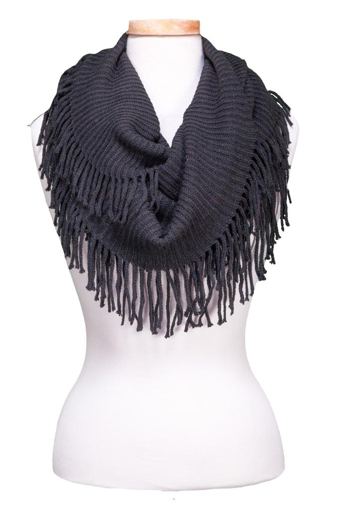 Solid Ribbed Spider Infinity Scarf Asst image
