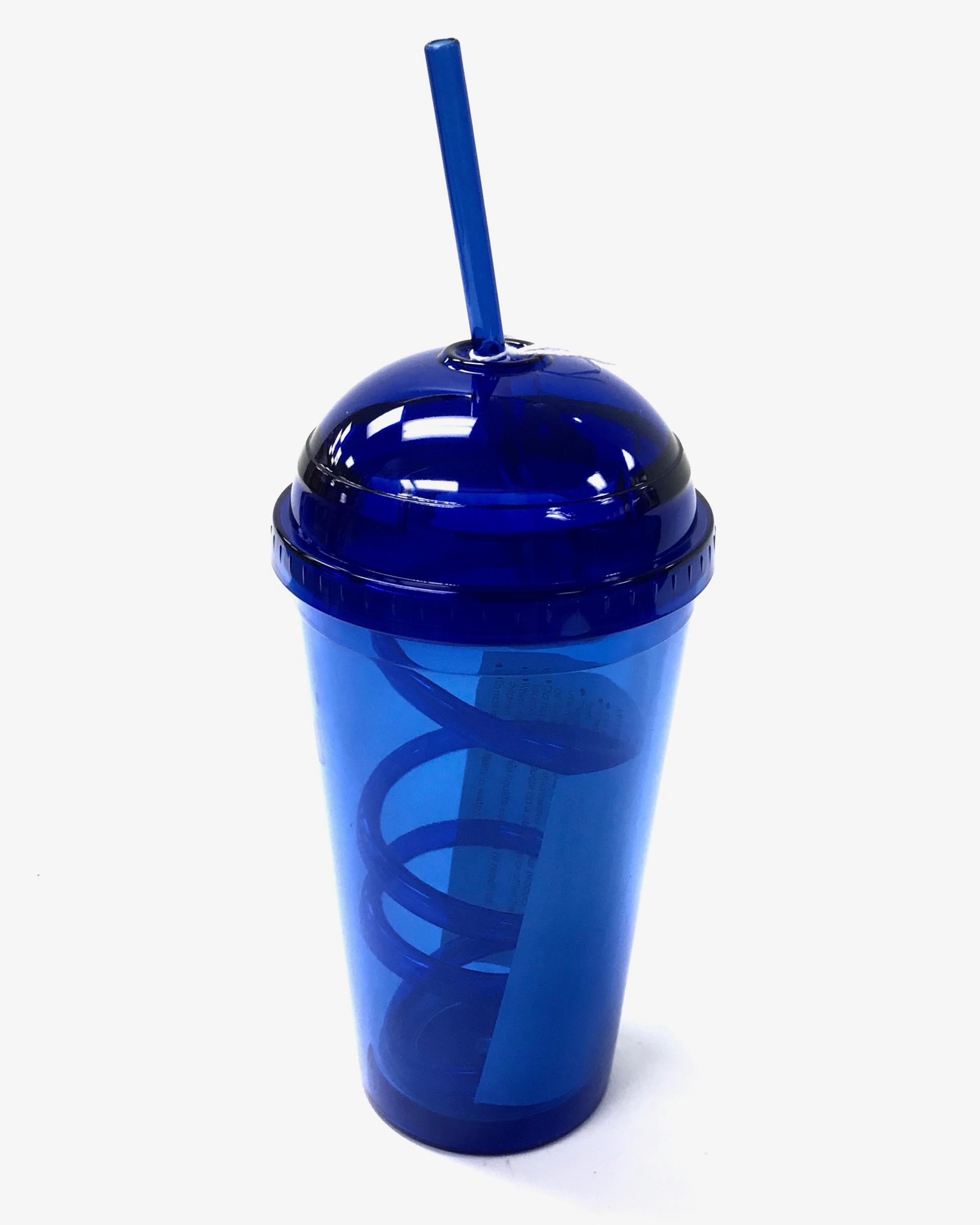 (126687) Dome Tumbler With Curly Straw 16 Oz - Blue/Blue image