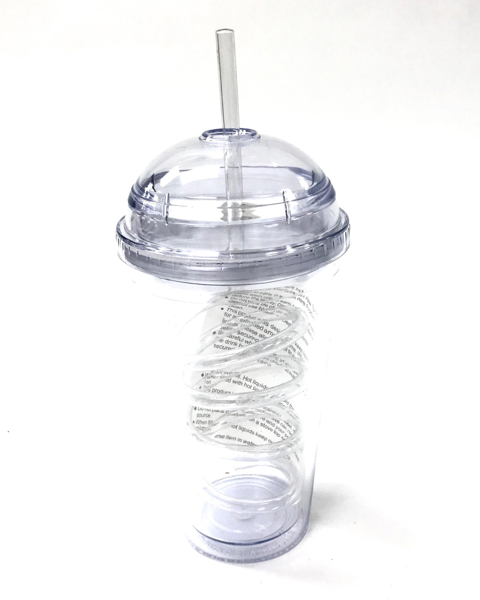 (126688) Dome Tumbler With Curly Straw 16 Oz - Clear/Clear image