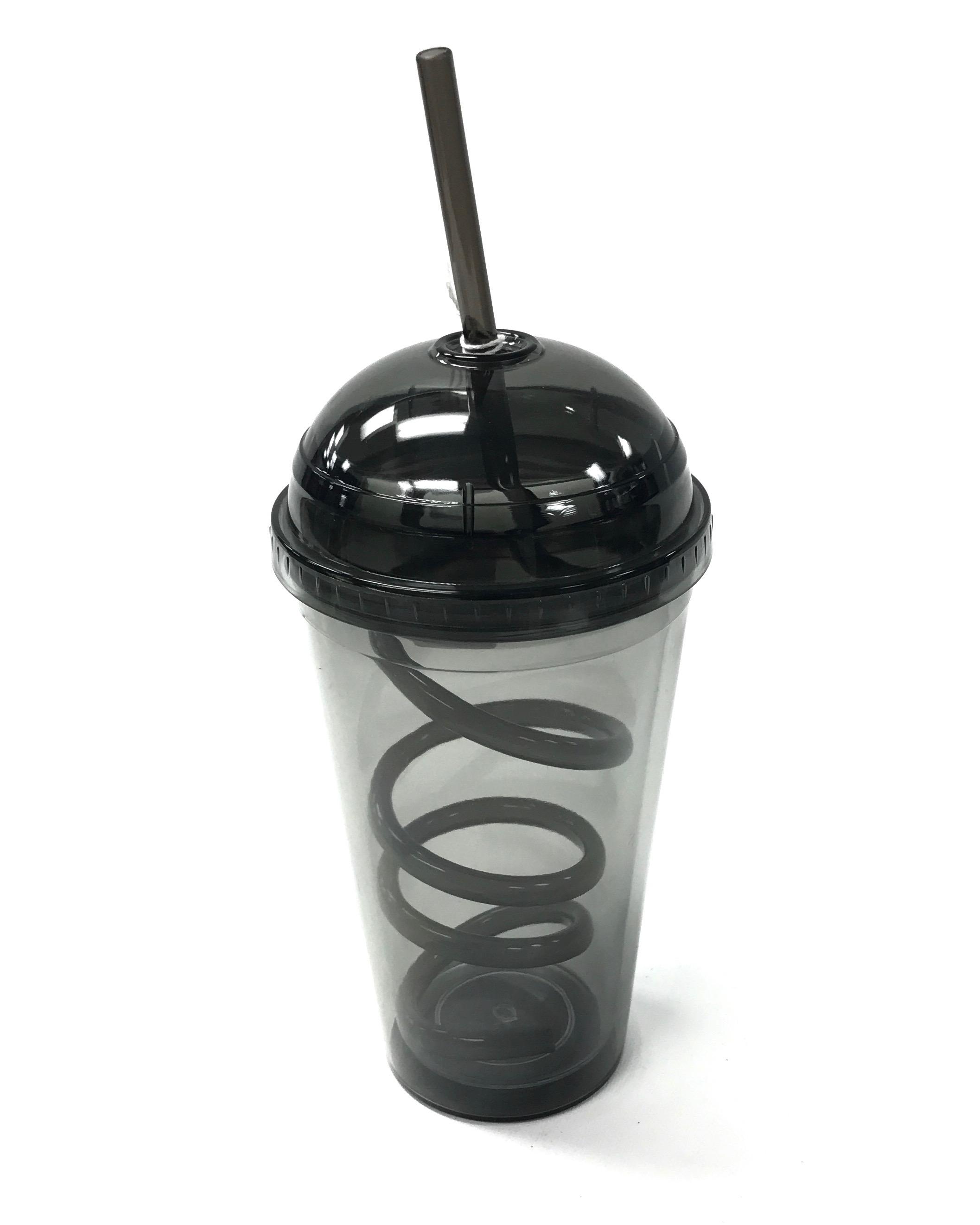 (126690) Dome Tumbler With Curly Straw 16 Oz - Smoke/Smoke image