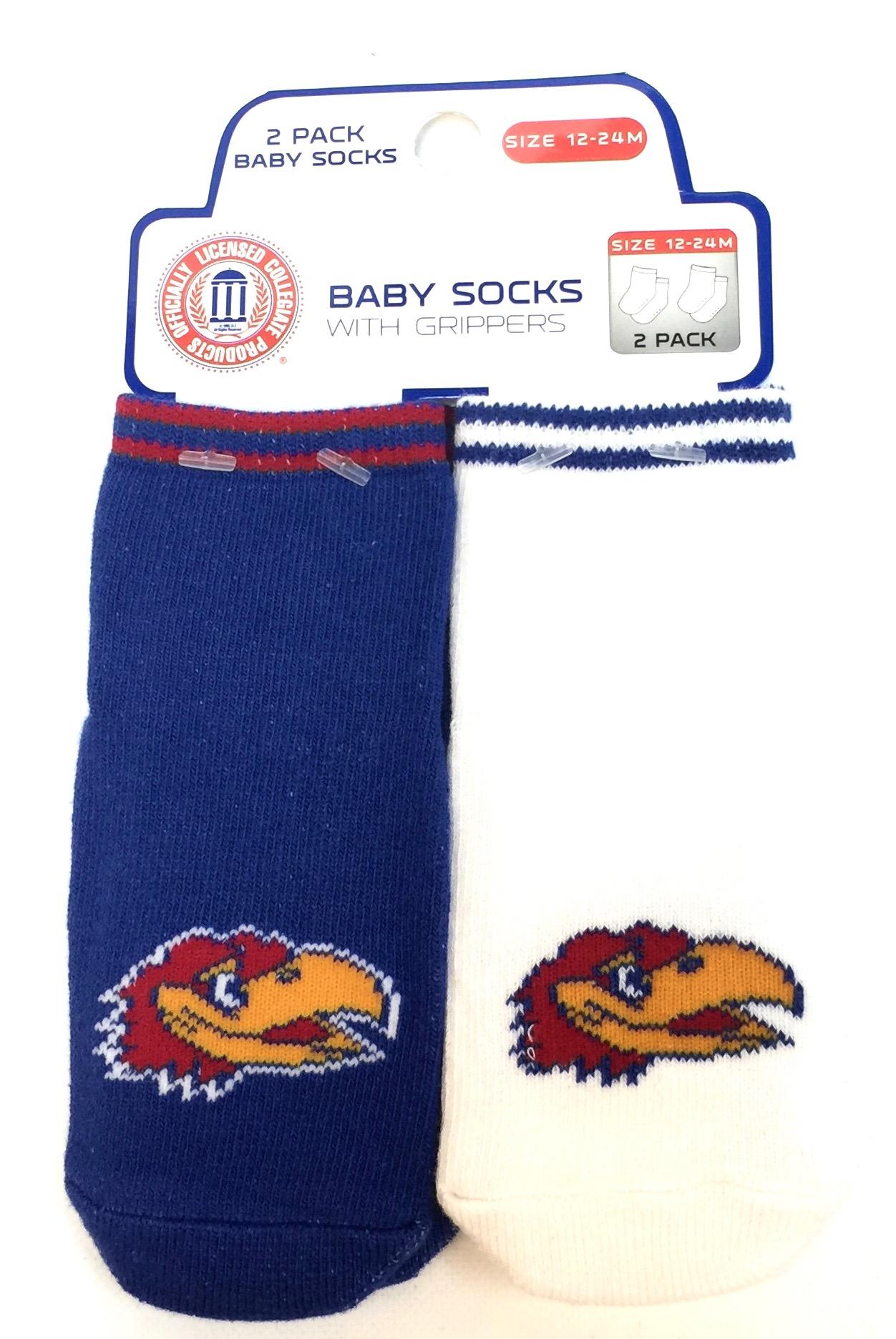 Carded 2 Pk Baby Socks w/Grippers - Kansas