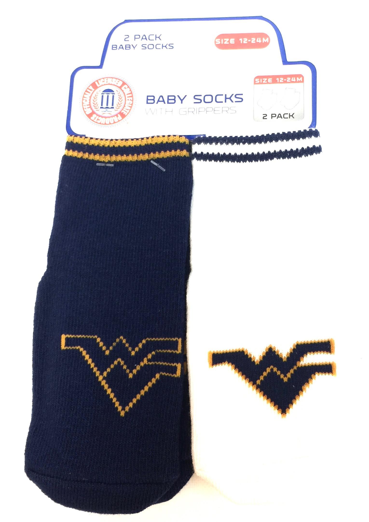Carded 2 Pk Baby Socks w/Grippers - Virginia