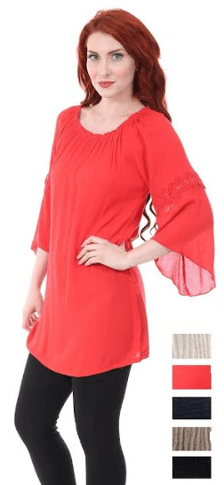 #577-3916XX Rayon Bell Sleeve Tunic 1X-3X - $7.50 each (12 Pieces) image