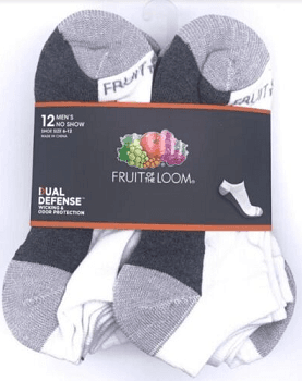 #9-F-8836 Fruit of the Loom' Dual Defense No Show Sock $6.50 per 12 pair pack (12 Packs) image