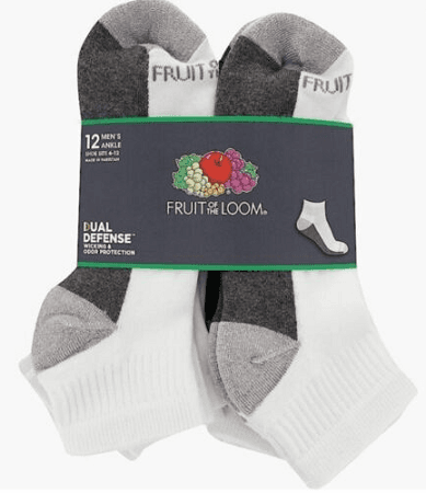 #9-F-8759 Fruit of the Loom "Dual Defense" Ankle Sock - $6.90 per 12 pair pack (12 Packs) image