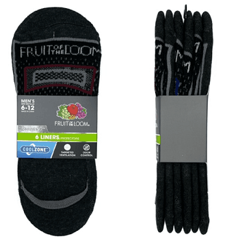 #9-F-4951 Fruit of the Loom Liner Sock - $2.50 per 6 pair pack (12 Packs) image