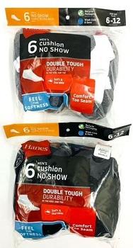 #9-H-9950 'Hanes' No Show Socks (Black 10-13) - $1.75 per 6 pair bag (30 Bags) image