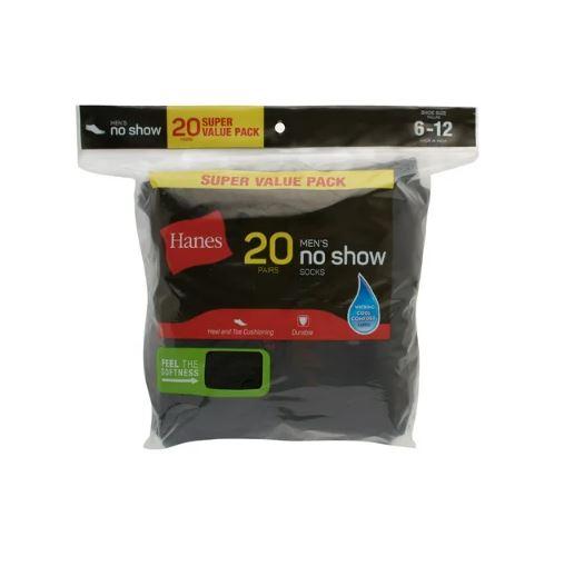 #9-H-4437 'Hanes' Black No Show Socks - $8.00 per 20 pair pack (12 Packs) image