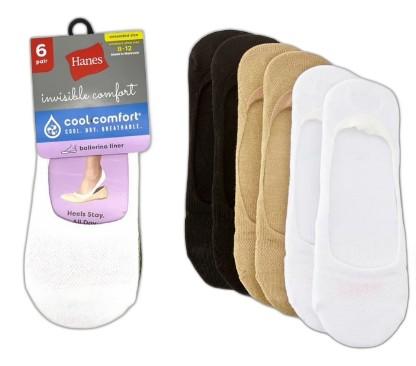 #6-H-2001 'Hanes' Ballerina Liner Socks 8-12 - $1.80 per 6 pack (18 Packs) image